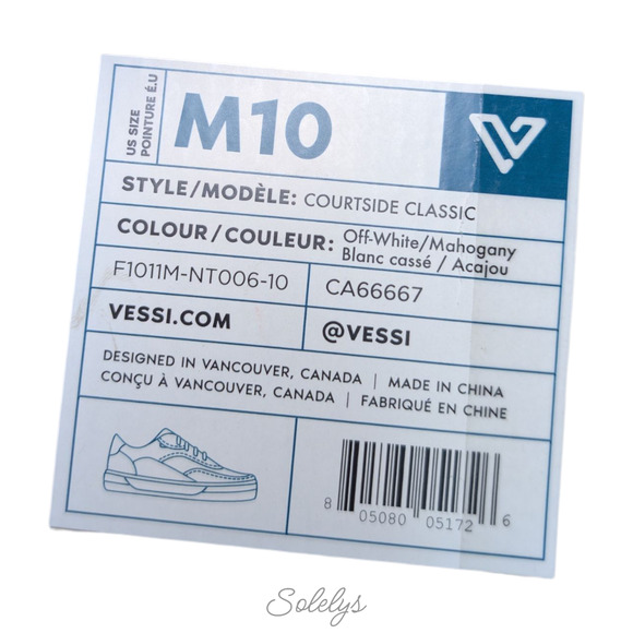 Vessi Courtside Classic Men 10 Waterproof Off White Mahogany Red Lace Up Sneaker - Picture 5 of 10